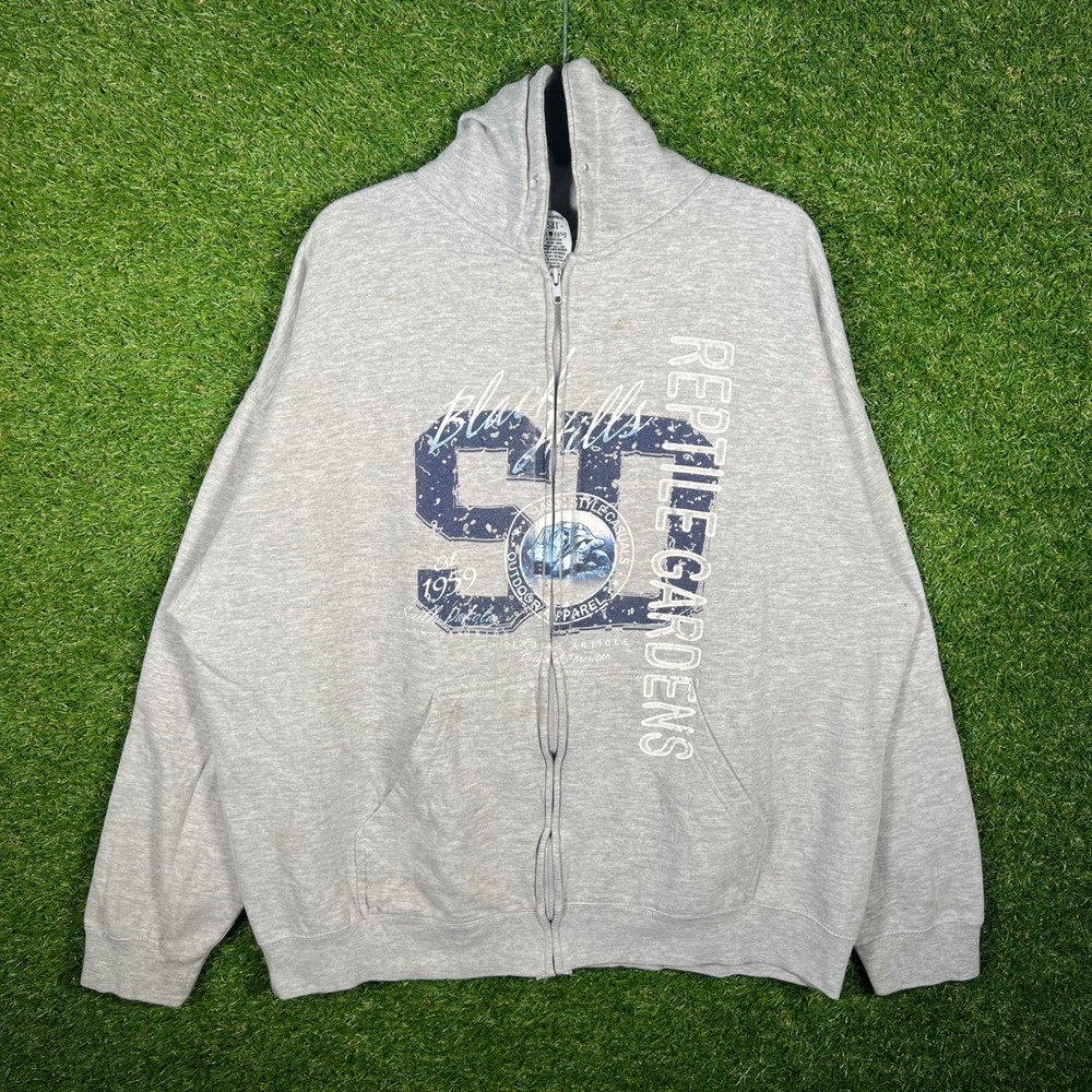 Salt Creek Apparel Reptile Gardens Black Hills Zip Up Hoodie Mens 2XL Gray